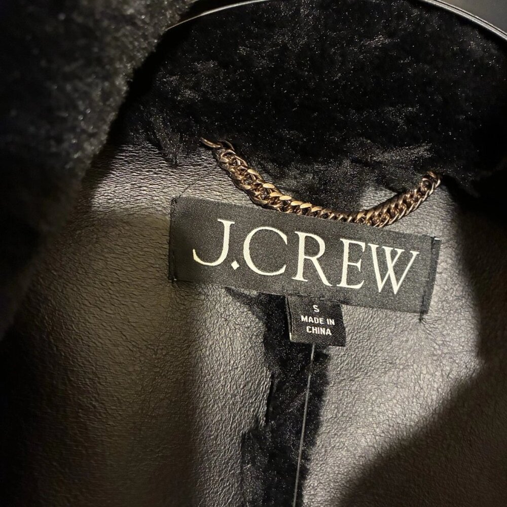NWTs J Crew Faux Fur Peacoat Black Sz S Fuzzy Double Breasted Coat Oversized - Picture 5 of 7